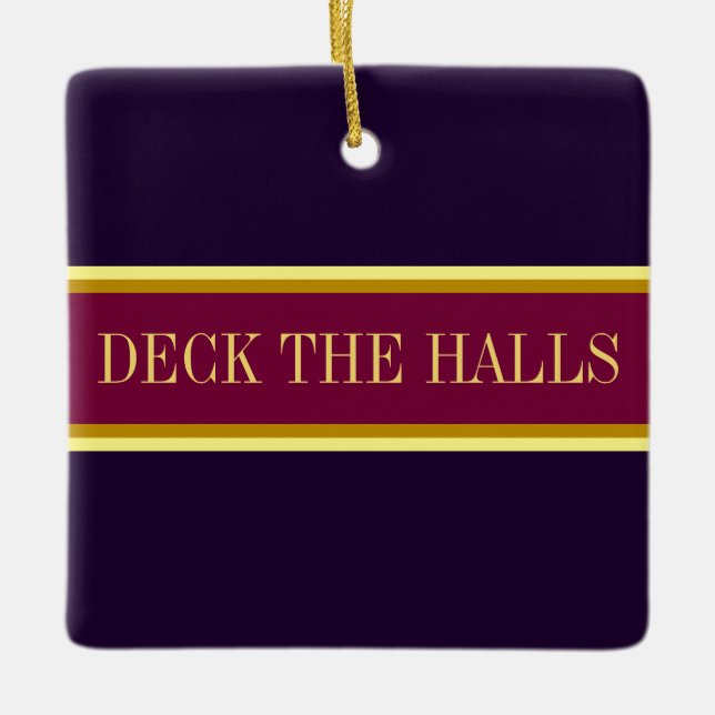 Adorno De Cerámica Modesto y moderno morado oscuro "DECK THE HALLS" S (Anverso)