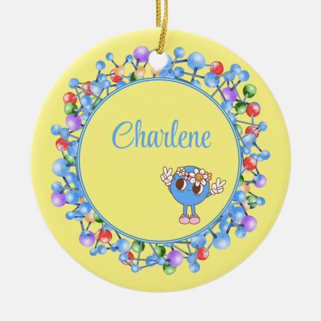 Adorno De Cerámica Moléculas personalizadas partículas Átomo de paz (Frente)