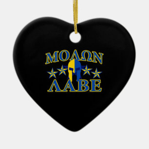 Adorno De Cerámica Molon Labe Guerrero Espartano 5 estrellas Amarillo