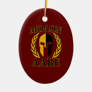 Adorno De Cerámica Molon Labe Spartan Mask Laurels Burgundy Red