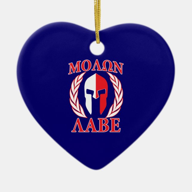 Adorno De Cerámica Molon Labe Spartan Mask Laurels Navy Blue (Frente)