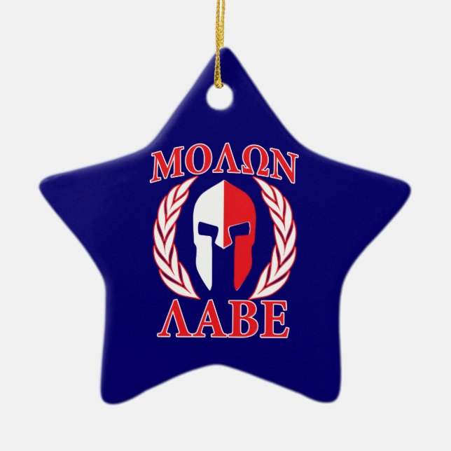 Adorno De Cerámica Molon Labe Spartan Mask Laurels Navy Blue (Frente)