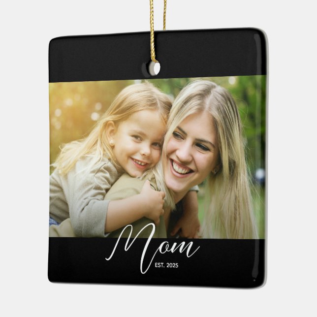 Adorno De Cerámica Mom Est. Photo New Mom Gift Keychain (Izquierda)