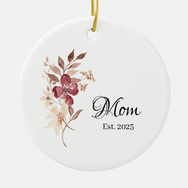 Adorno De Cerámica Mom Est. Year – New Mom Milestone (Frente)