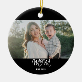 Adorno De Cerámica Mom Established, Photo, Script, Ceramic Ornament