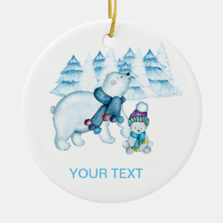 ADORNO DE CERÁMICA MOM POLAR BEAR STANDING BABY SITTING