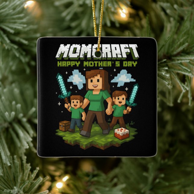 Adorno De Cerámica Momcraft Happy Mother Day Funny Gamer Mom (Árbol)