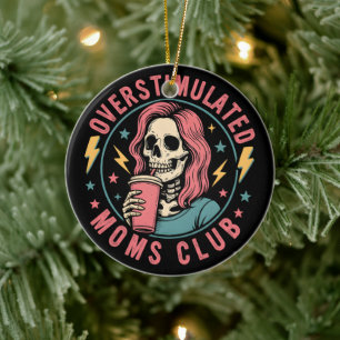 Adorno De Cerámica Moms Club Skull Desordenado Mamá Vida