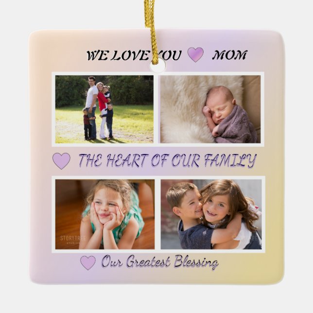 Adorno De Cerámica Mom's Joy - Pastel 4 Photo Tribute (Anverso)