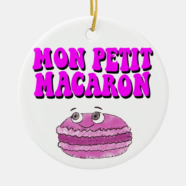 Adorno De Cerámica Mon Petit Macaron Retro Groovy Textos (Frente)