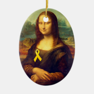 Adorno De Cerámica Mona Lisa Con Cinta Amarilla