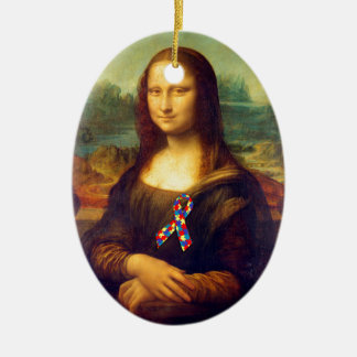 Adorno De Cerámica Mona Lisa Con Cinta De Rompecabezas