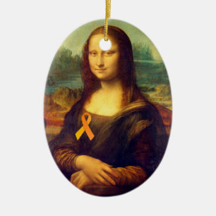 Adorno De Cerámica Mona Lisa Con Cinta Naranja