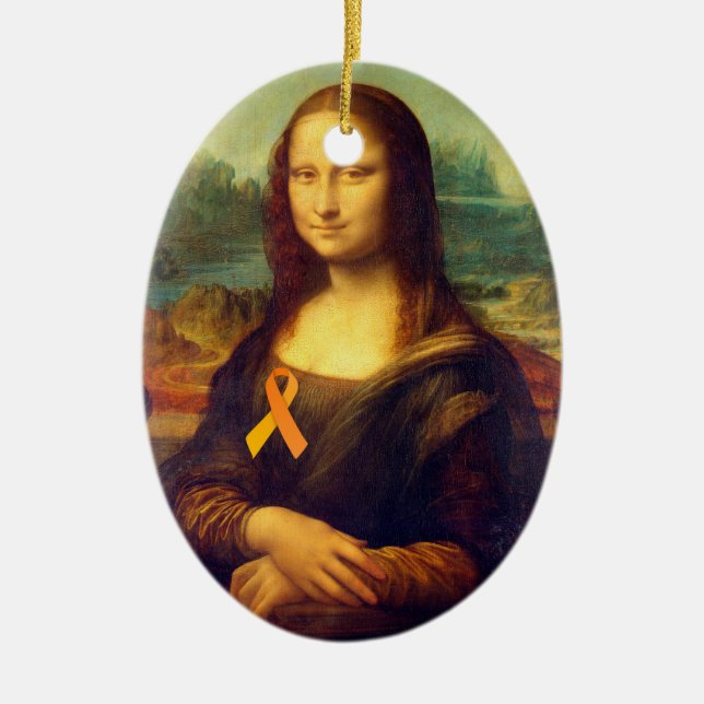Adorno De Cerámica Mona Lisa Con Cinta Naranja (Frente)