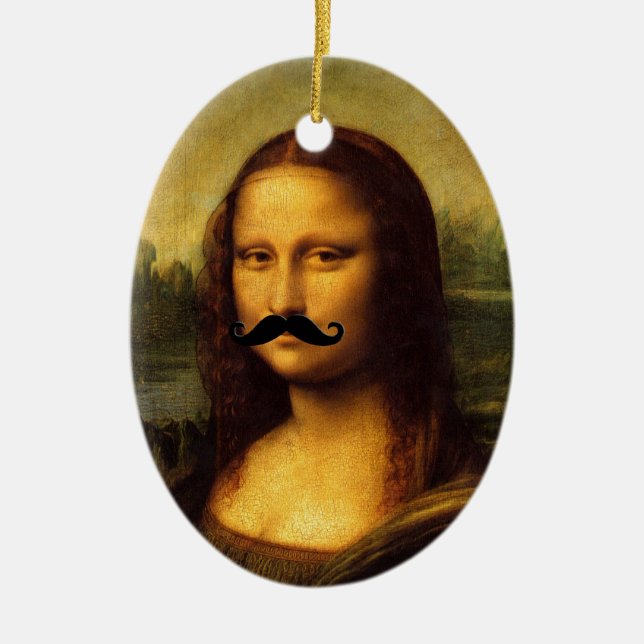Adorno De Cerámica Mona Lisa Con Mustache (Frente)