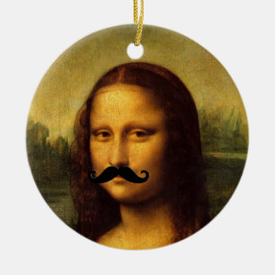 Adorno De Cerámica Mona Lisa Con Mustache
