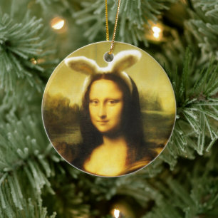 Adorno De Cerámica Mona Lisa Orejas de Conejo Pascua