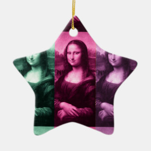 Adorno De Cerámica Mona Lisa Púrpura Rosa Verde