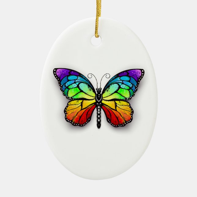 Adorno De Cerámica Monarca de mariposa arcoiris (Frente)