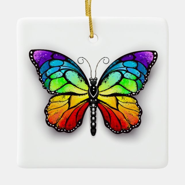 Adorno De Cerámica Monarca de mariposa arcoiris (Anverso)