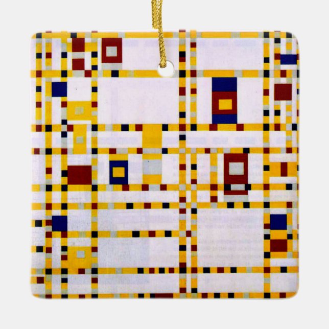 Adorno De Cerámica Mondrian - Broadway Boogie Woogie (Anverso)