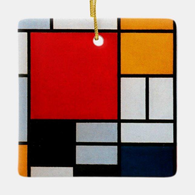 Adorno De Cerámica Mondrian - Composición con plano rojo grande (Anverso)