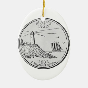 Adorno De Cerámica Moneda de cuarto de dólar de Maine