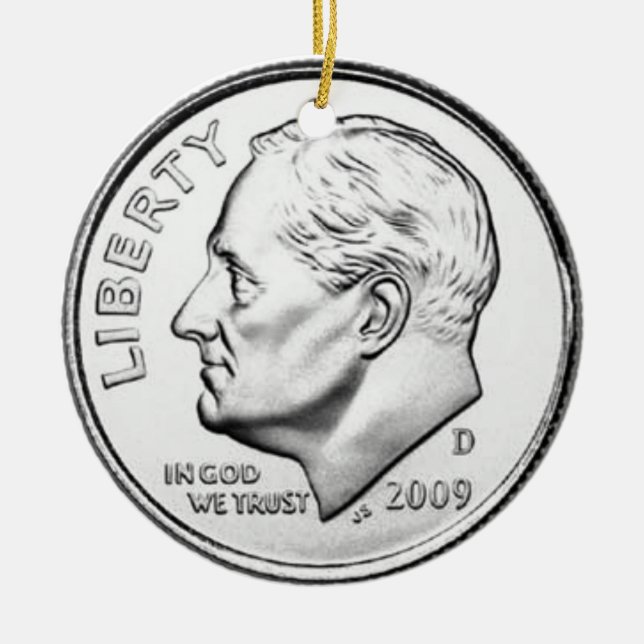 Adorno De Cerámica Moneda de diez centavos de Estados Unidos (Frente)