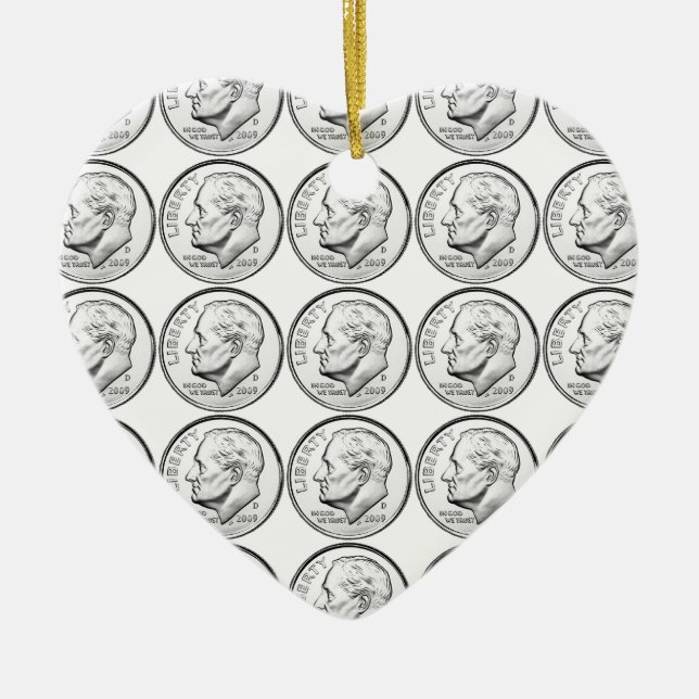 Adorno De Cerámica Moneda de diez centavos de Estados Unidos (Frente)