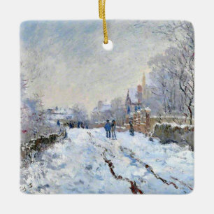 Adorno De Cerámica Monet - Escena de nieve en Argenteuil