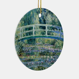 Adorno De Cerámica Monet - Lilis de agua y puente japonés