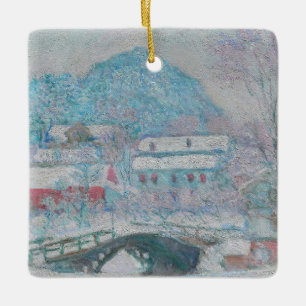 Adorno De Cerámica Monet - Noruega, pueblo de Sandviken bajo la nieve