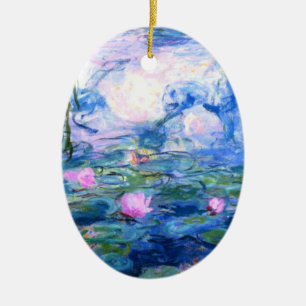Adorno De Cerámica Monet Pink Water Lilies 