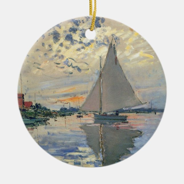 Adorno De Cerámica Monet Sailboat Impresionismo Francés Arte Clásico (Frente)