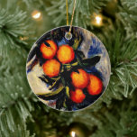 Adorno De Cerámica Monet - Sucursal Naranja con fruta<br><div class="desc">Pintura de Claude Monet,  Rama de Naranjas con fruta,  adorno navideño.</div>