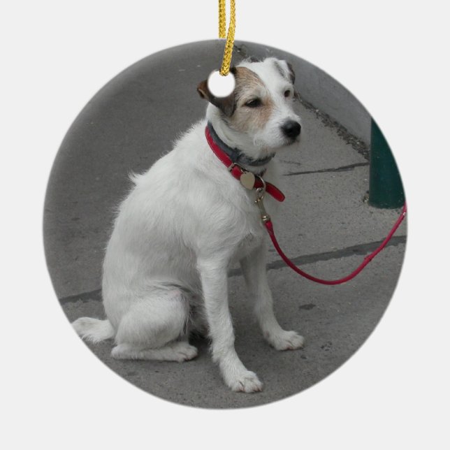 Adorno De Cerámica Mongrel blanco dulce (Frente)