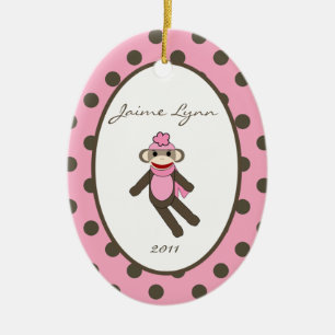 Adorno De Cerámica Mono de encargo personalizado del calcetín del