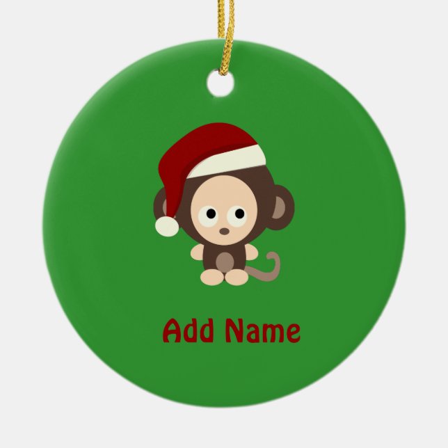 Adorno De Cerámica Mono de los Navidades pequeños (Frente)