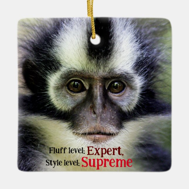 Adorno De Cerámica Mono fluffy Thomas Leaf (Anverso)