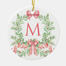 Adorno De Cerámica Monogram Christmas Wreath