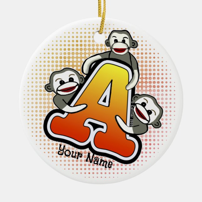 Adorno De Cerámica Monograma A Mono De Boca (Frente)