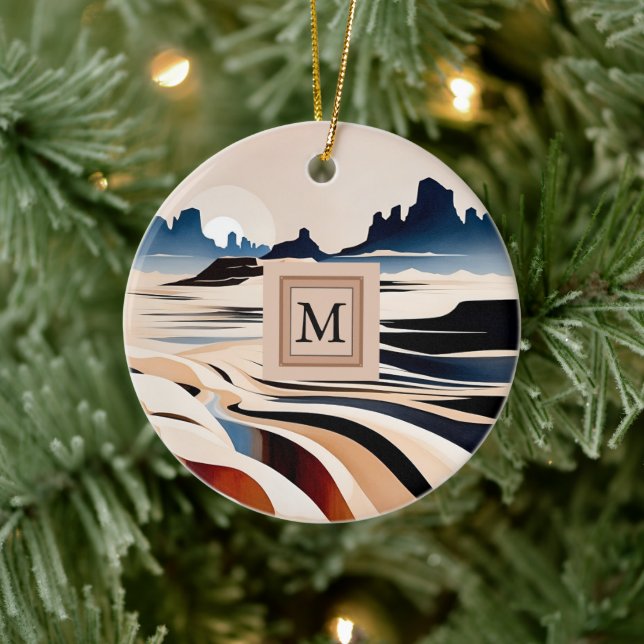 Adorno De Cerámica Monograma abstracto moderno del desierto del suroe (Árbol)