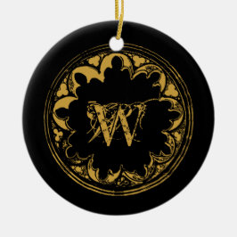 Adorno De Cerámica Monograma alterado de la vendimia rusa del oro y n