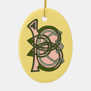 Adorno De Cerámica Monograma céltico B de la inicial de la letra del