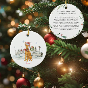 Adorno De Cerámica Monograma de acuarela de perro Cirneco dell'Etna