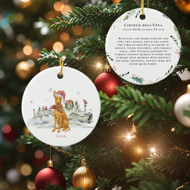 Adorno De Cerámica Monograma de acuarela de perro Cirneco dell'Etna (Subido por el creador)