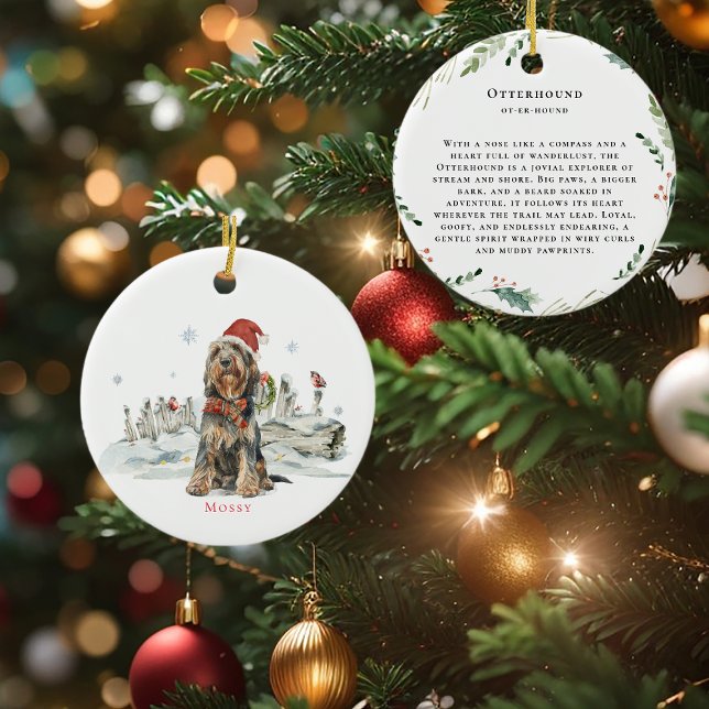 Adorno De Cerámica Monograma de acuarela de perro de otros lugares (Subido por el creador)