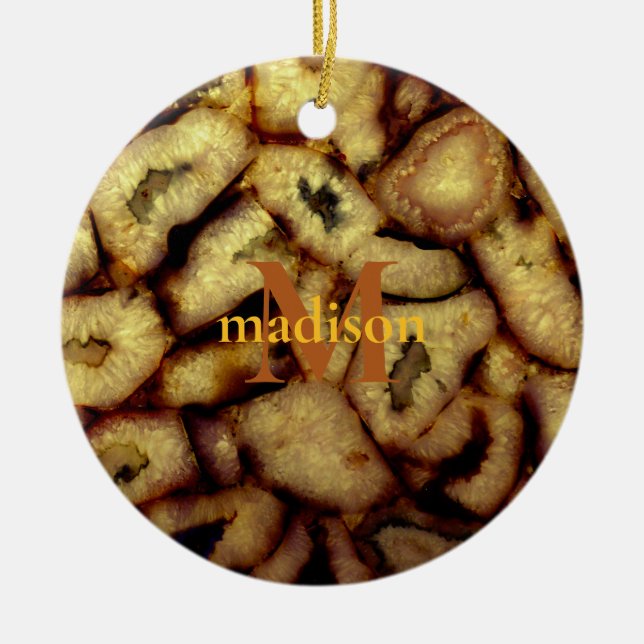 Adorno De Cerámica Monograma de Agates de Cuartz Verde de Tierra (Frente)