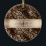 Adorno De Cerámica Monograma de bronce negro patrón leopardo<br><div class="desc">Elegante patrón de leopardo sobre negro y bronce con tu monograma.La perfecta idea de regalo romántica. Haga clic en el botón Personalizar para cambiar fuentes,  mover texto y personalizar de su diseño.</div>