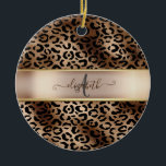 Adorno De Cerámica Monograma de bronce negro patrón leopardo<br><div class="desc">Elegante patrón de leopardo sobre negro y bronce con tu monograma.La perfecta idea de regalo romántica. Haga clic en el botón Personalizar para cambiar fuentes,  mover texto y personalizar de su diseño.</div>